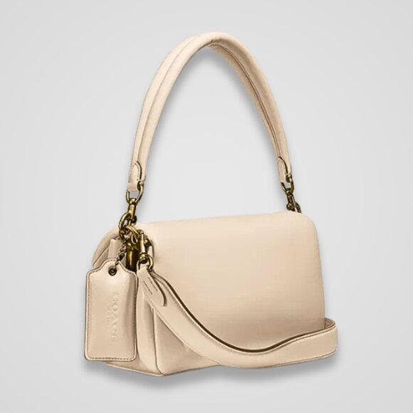 Coach Pillow Tabby 26 Shoulder Bag With Plush Padded Nappa Leather Cream NWT - Picture 3 of 17